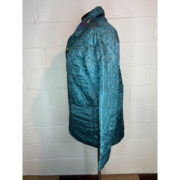 Jacket Quilted silk reversible bright green blue pink - Picture 9 of 16